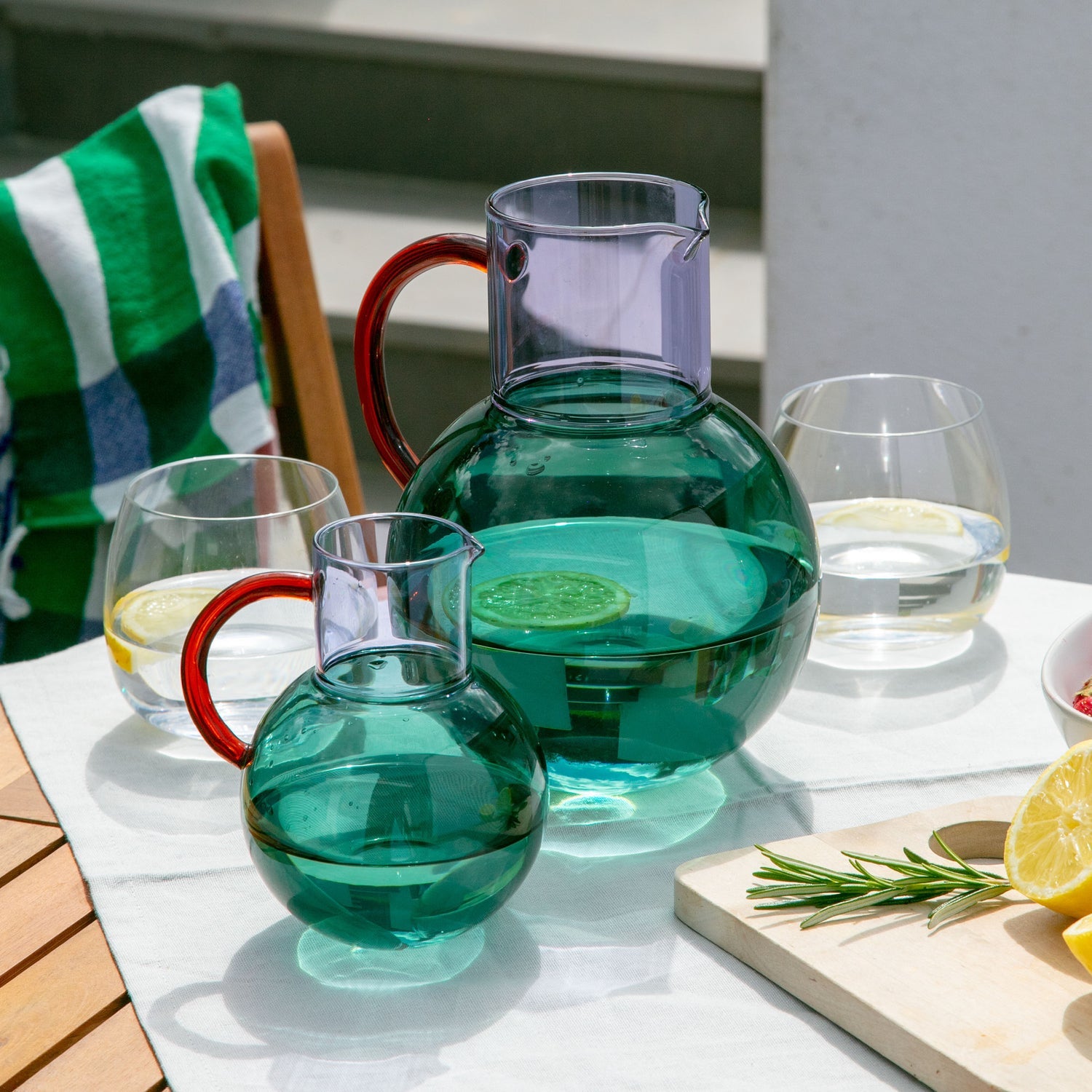 Pablo Glass Jug - Large - Teal Purple Amber