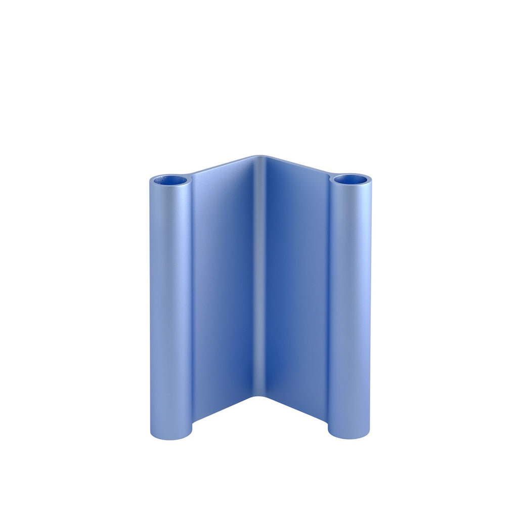 Pair Candleholder, 7" Light Blue