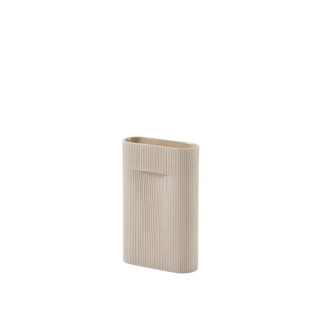 Ridge Vase 14", Beige