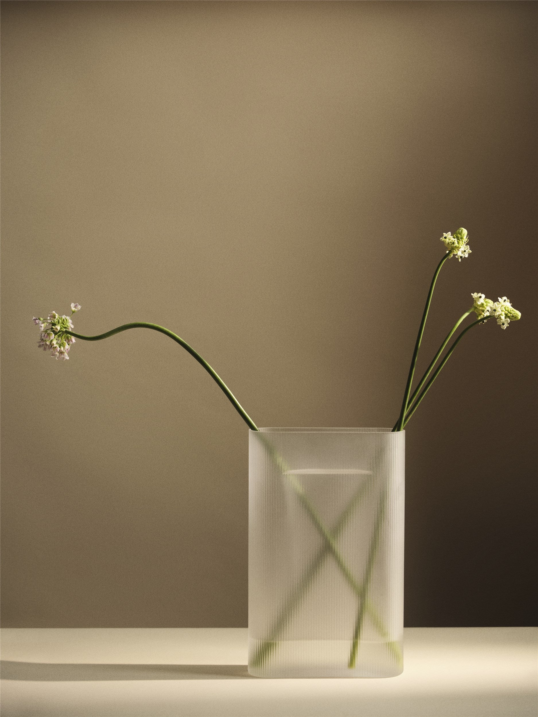 Ridge Vase Frosted, White, 6.7"