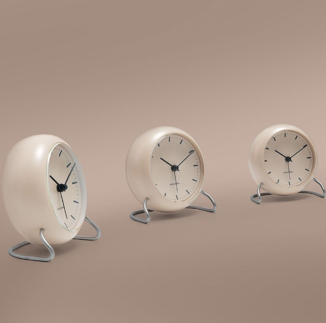 Arne Jacobsen City Hall Table Alarm Clock, Sandy Beige