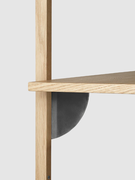 Sector Shelf, Triple, Wide Natural Oak/Black Brass