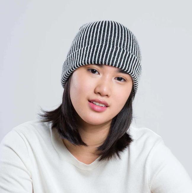 Simple Rib Hat, Black/White