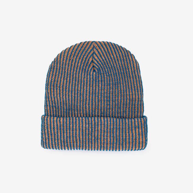 Simple Rib Hat, Teal/Peach