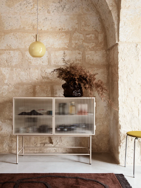 Haze Sideboard, Reeded Glass, Cashmere