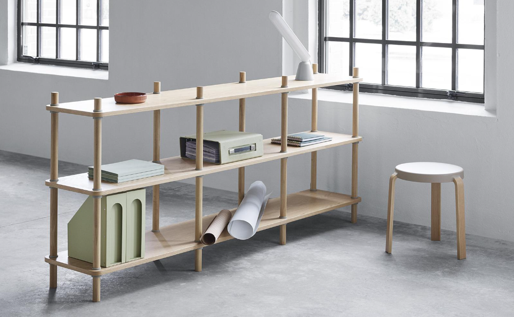Jam Bookcase 8 poles, Oak/Grey