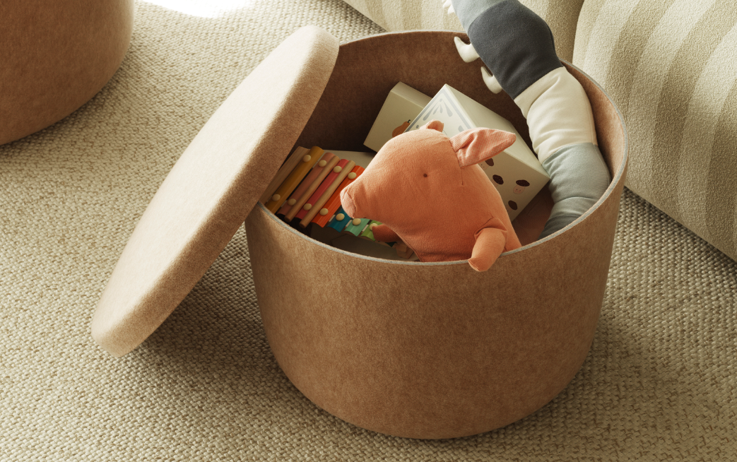 Hide Storage Pouf Large, Grey