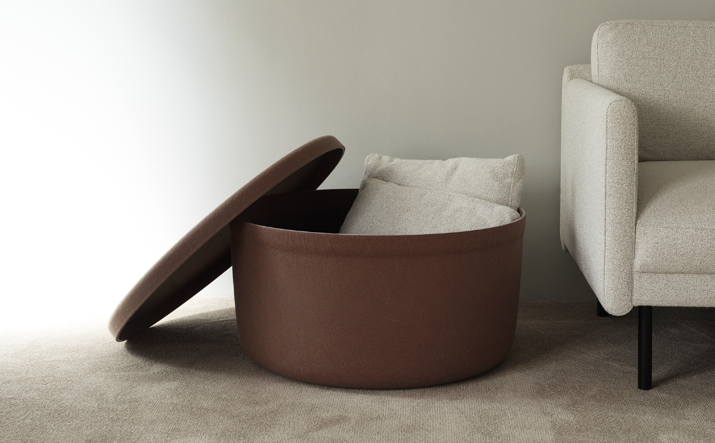 Hide Storage Pouf Large, Grey