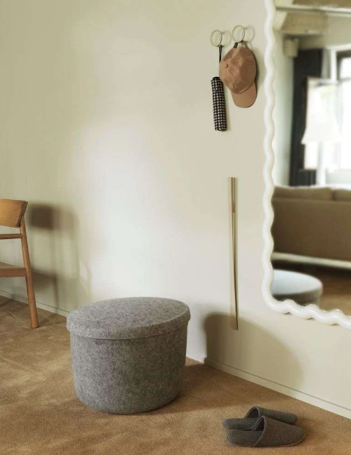 Hide Storage Pouf Small, Steel Blue