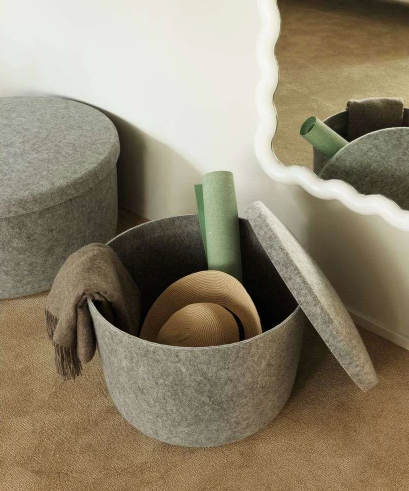 Hide Storage Pouf Large, Grey