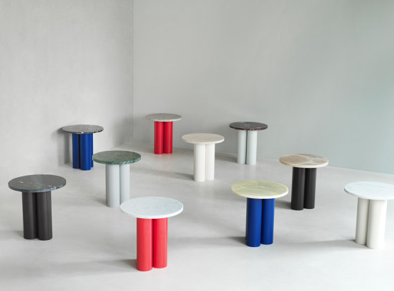 Dit Table Bright Red, Nero Marquina Top