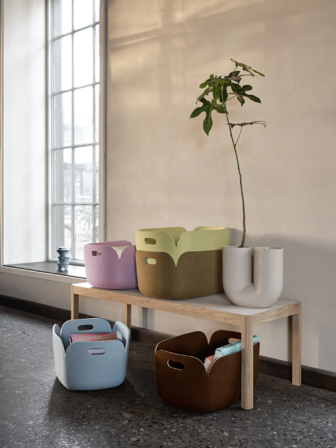 Restore Felt Basket, Beige Green