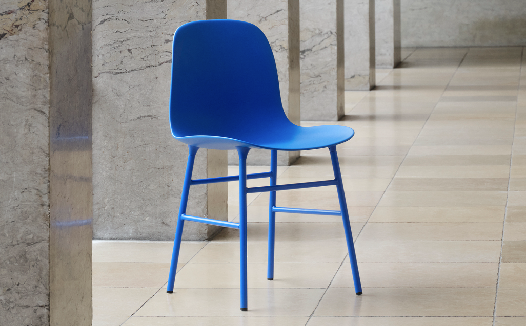 Form Chair, Bright Blue, Oak Legs