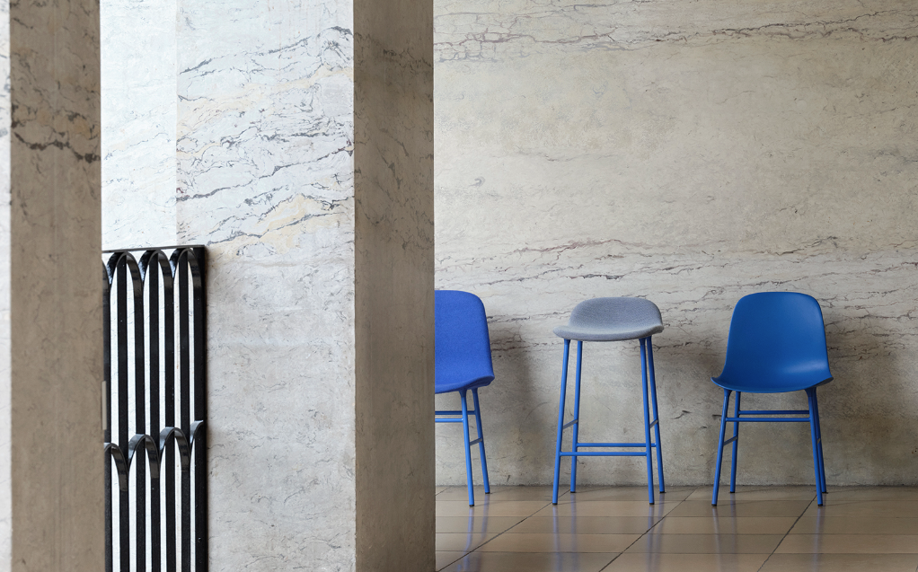 Form Chair, Bright Blue, Oak Legs