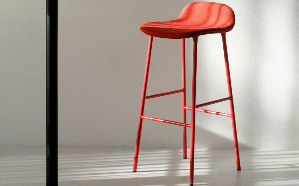 Form Stool 65 cm Steel, Bright Red/Bright Red Base