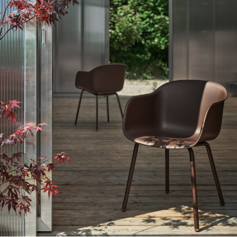 Fiber Outdoor Arm Chair,  Brown Red