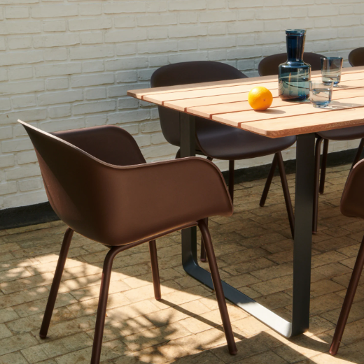 Fiber Outdoor Arm Chair,  Brown Red