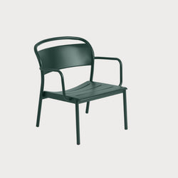 Linear steel lounge arm chair, dark green