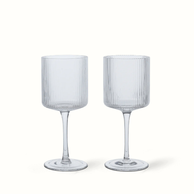 Ripple White Wine Glasses, Set/2, Clear