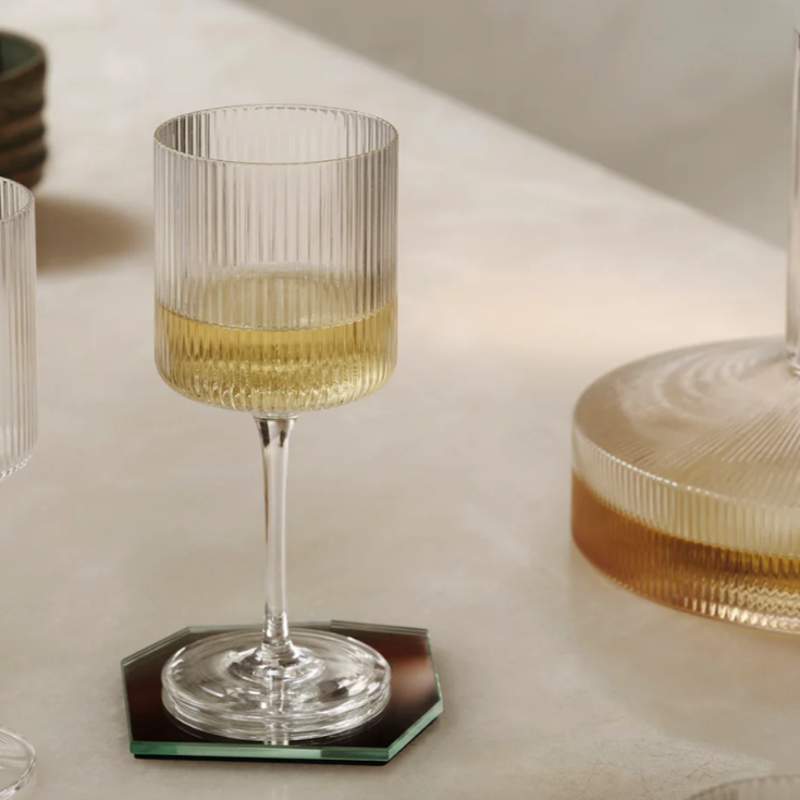 Ripple White Wine Glasses, Set/2, Clear