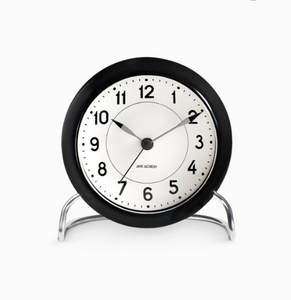 Arne Jacobsen Station Table Alarm Clock - Black/Black