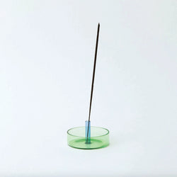 Duo Tone Glass Incense Holder - Green / Blue