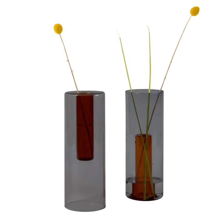 Reversible Glass Vase - Large - Smoke/Amber