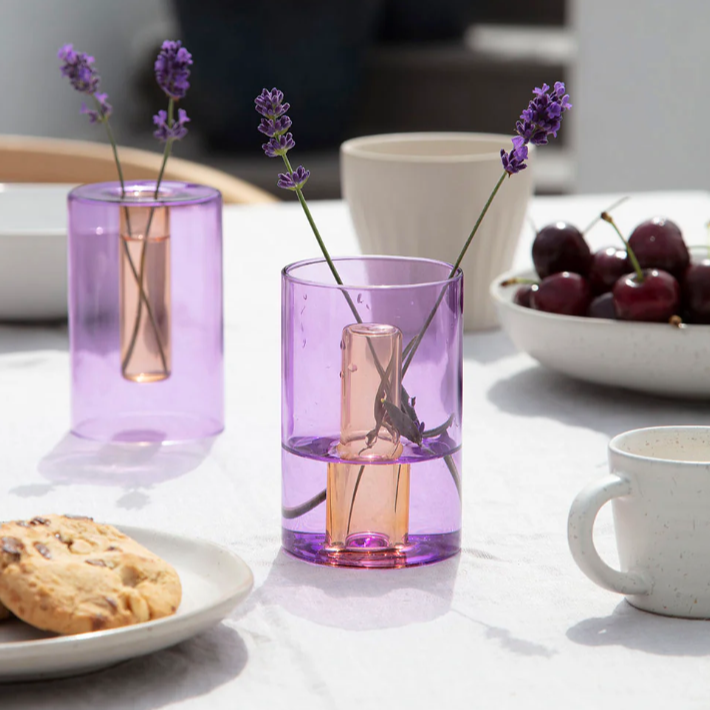 Reversible Glass Vase - Small - Lilac / Peach