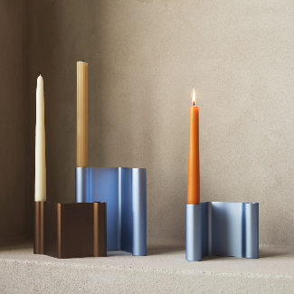 Pair Candleholder, 7" Light Blue
