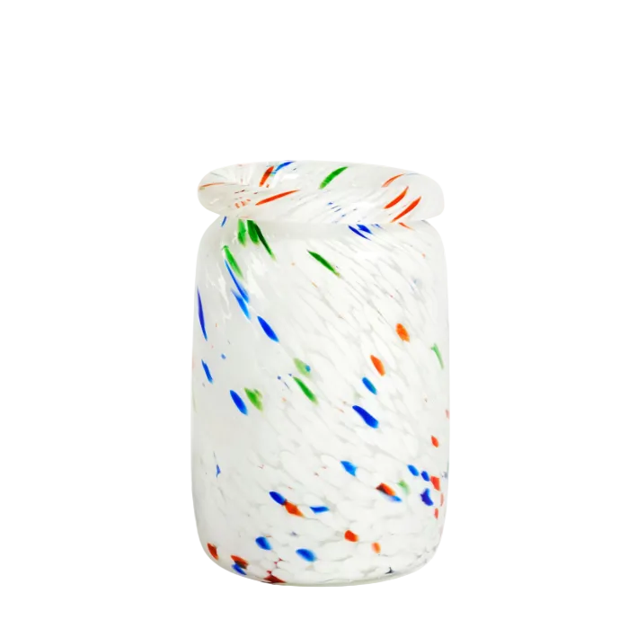 Splash vase, roll neck medium white dot