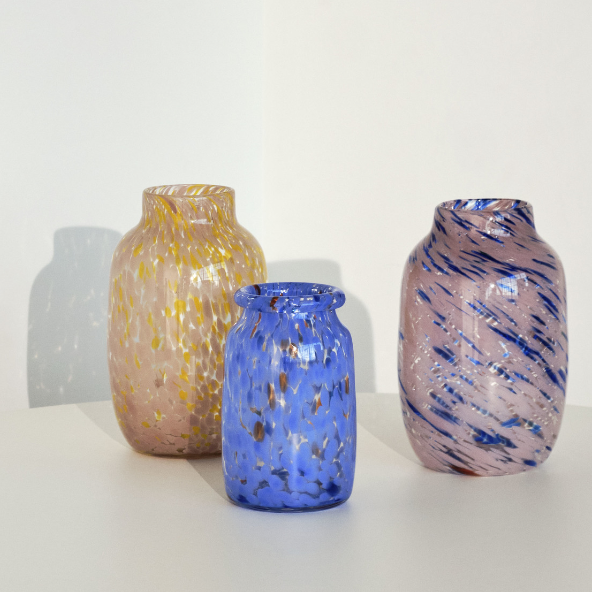Splash vase, round large pink and blue