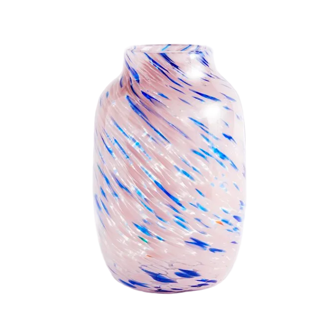 Splash vase, round large pink and blue