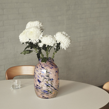 Splash vase, round large pink and blue