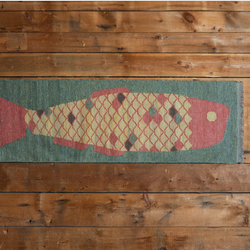 Lucky Fish Rug, 2'3x7', Gold