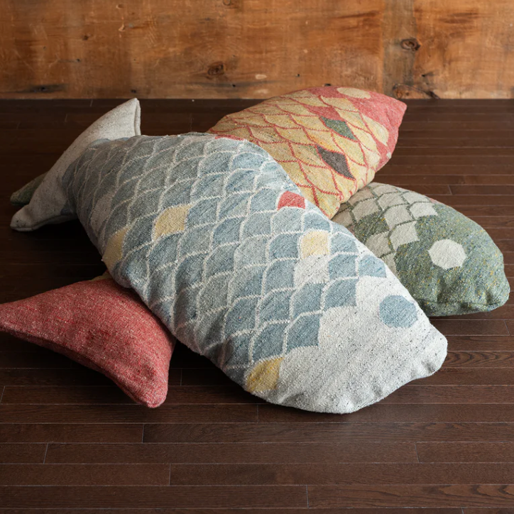 Lucky Fish Pillow, Blue