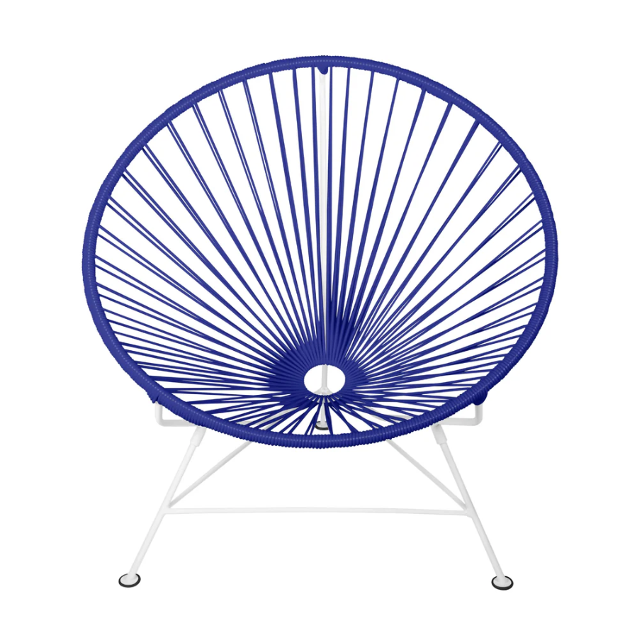 Condesa Chair, Deep Blue Cord/ White Frame