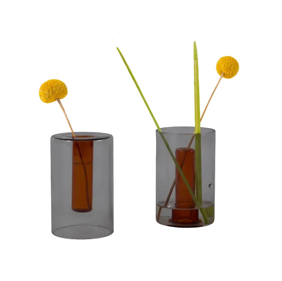 Reversible Glass Vase- Small - Smoke / Amber