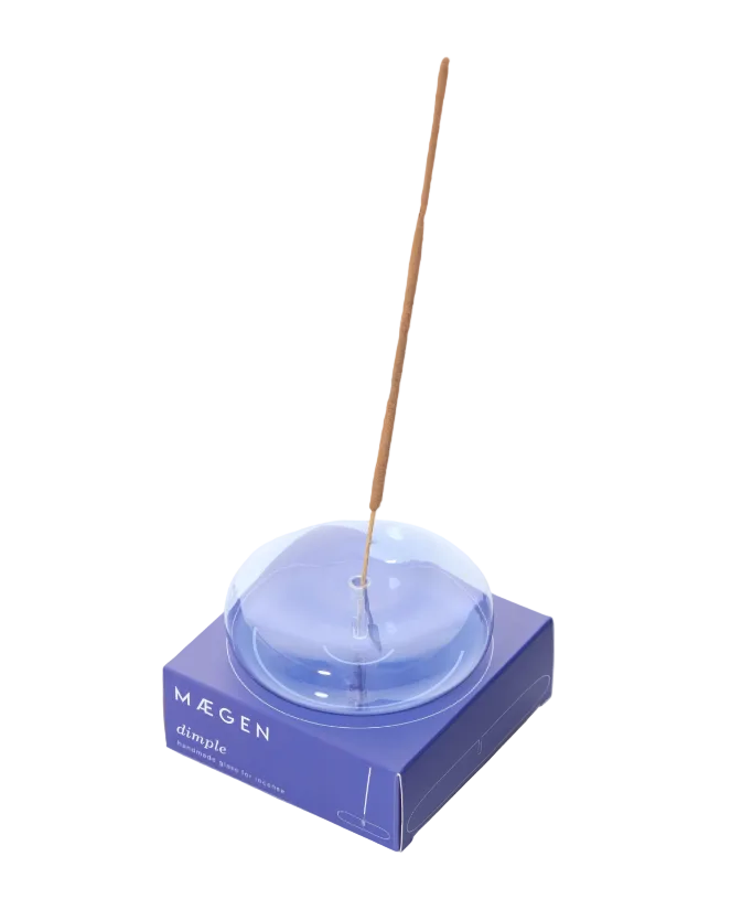 Dimple, Hand Blown Glass Incense Holder, Blue