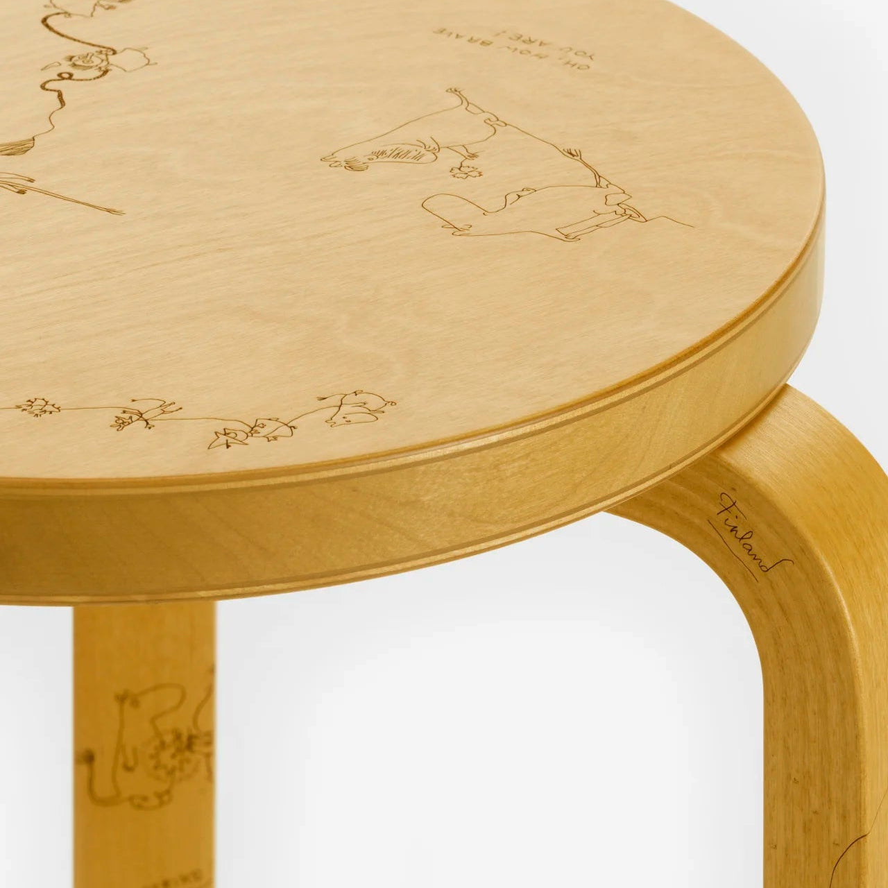 MOOMIN Artek Stool 60, Legs Natural Lacquered