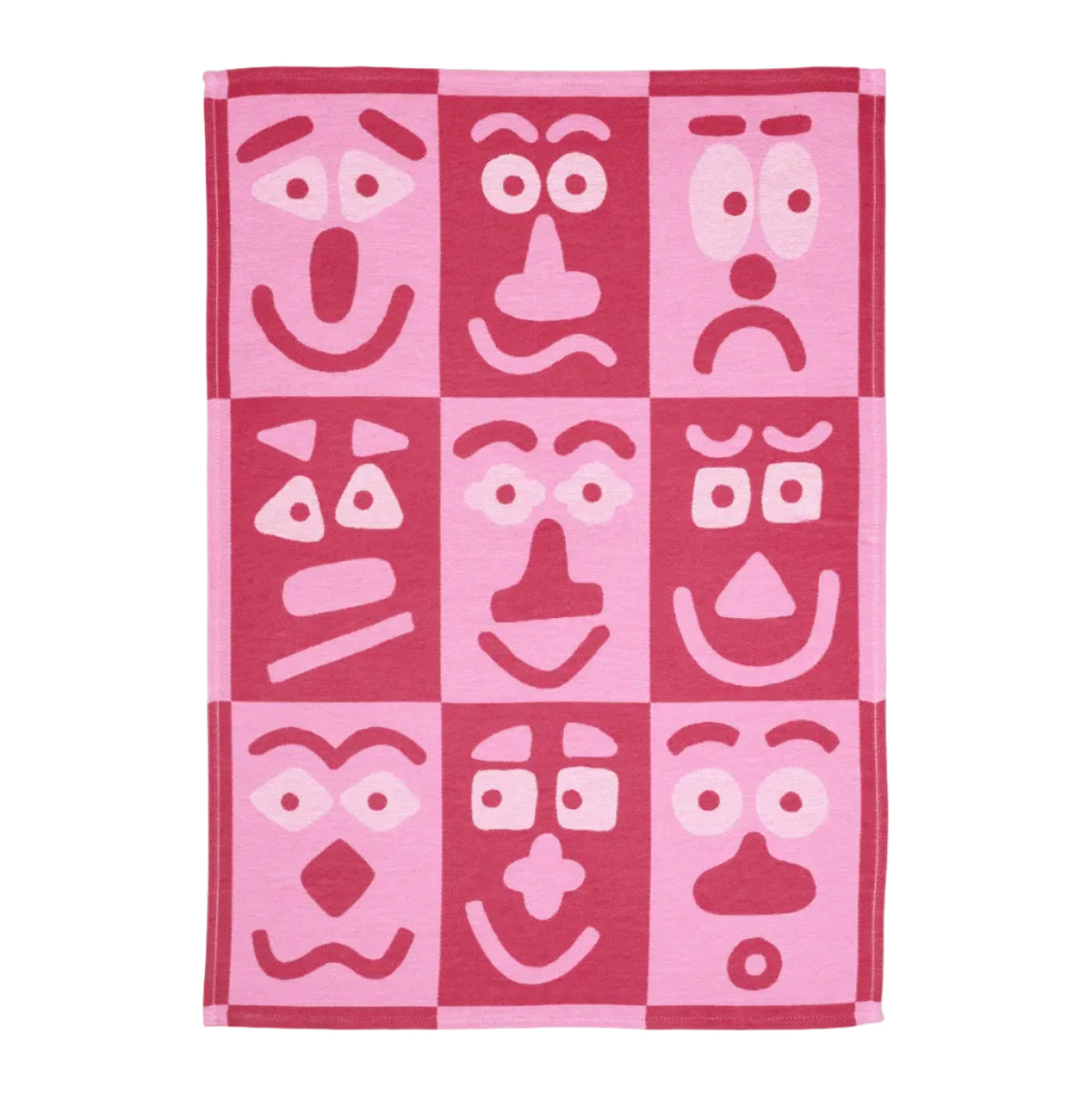 Making Faces Pink/Maroon Tea Towel