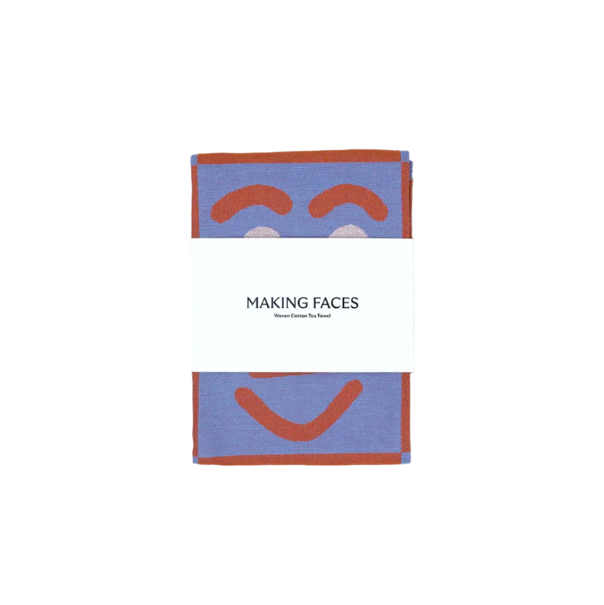 Making Faces Blue/Brown Tea Towel