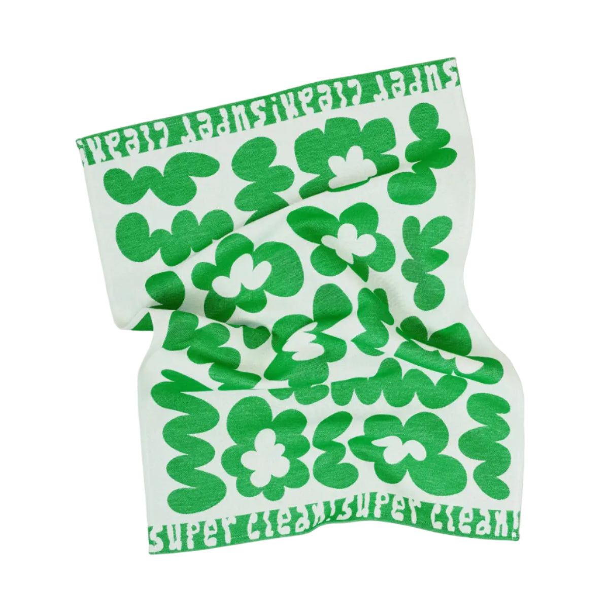 Super Clean Flowers Green/Natural Tea Towel