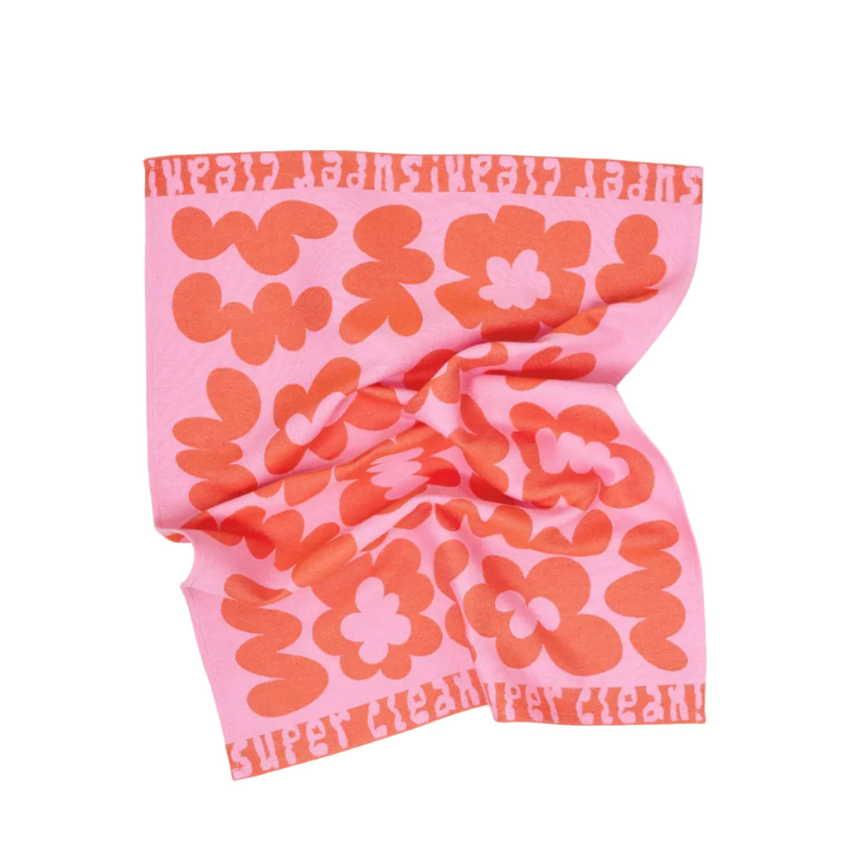 Super Clean Flowers Pink/Warm Red Tea Towel