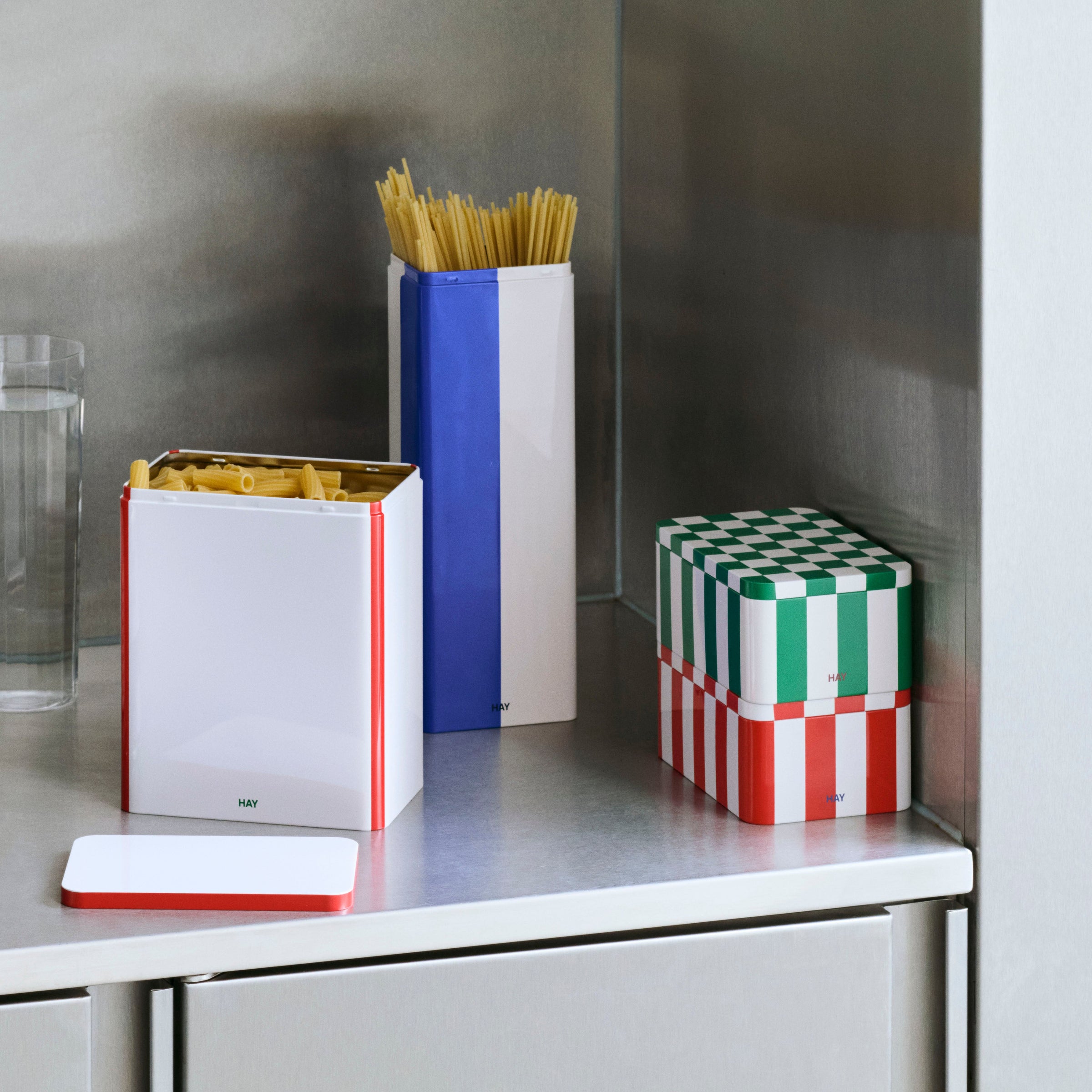 Tin Container, Slim, Blue/Off White