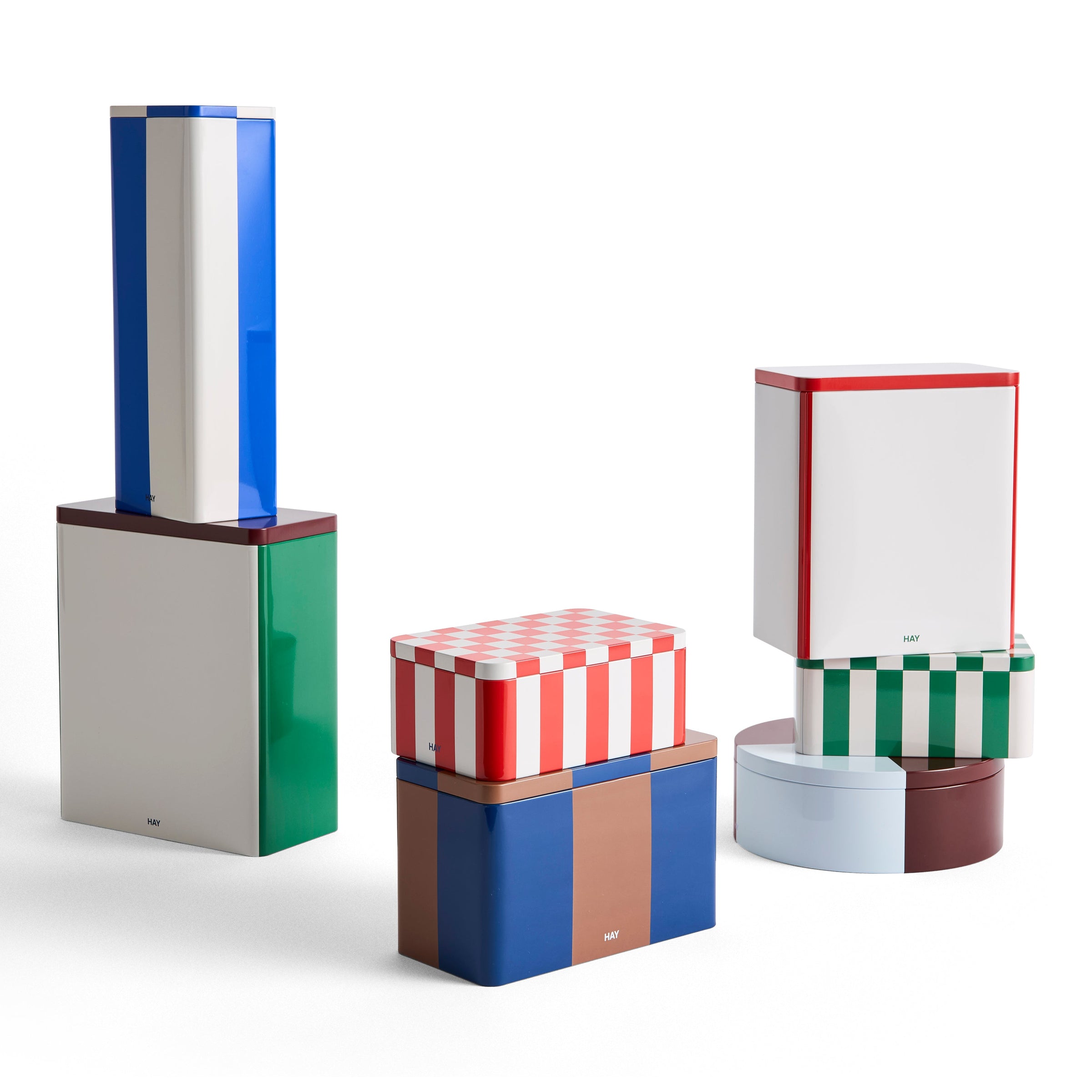 Tin Container, Small, Green/Off White