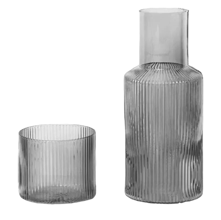 Ripple Carafe Set, Smoked, Small