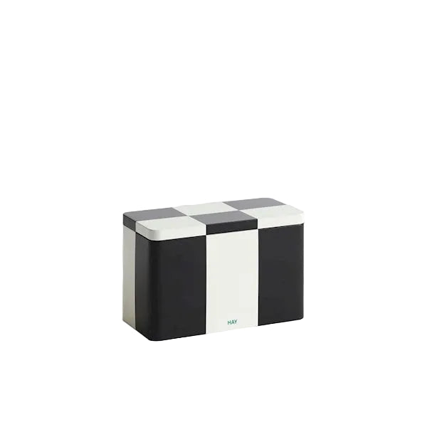Tin Container, Medium, Black/White