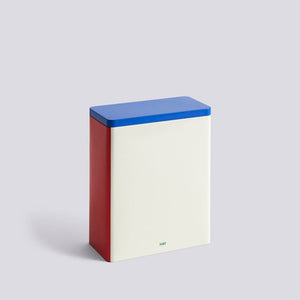 XL Off-white, blue and red Tin Container