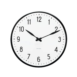 Arne Jacobsen Station Wall Clock, Black/White, 8.3"