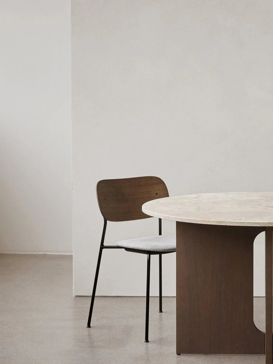 Co Chair, Without Arms, Upholstered Seat Steelcut Trio 213, Natural Oak Back, Black Frame
